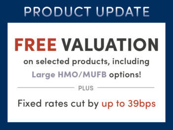 An image highlighting FREE VALUATIONS on selected products and a rate cut of up to 39bps