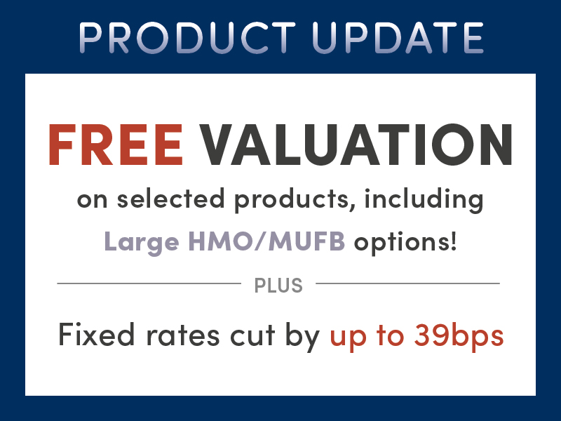 An image highlighting FREE VALUATIONS on selected products and a rate cut of up to 39bps