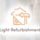 Logo-style icon of a house with a hammer and ruler, above the caption 'Light Refurbishment' representing a light refurbishment service.